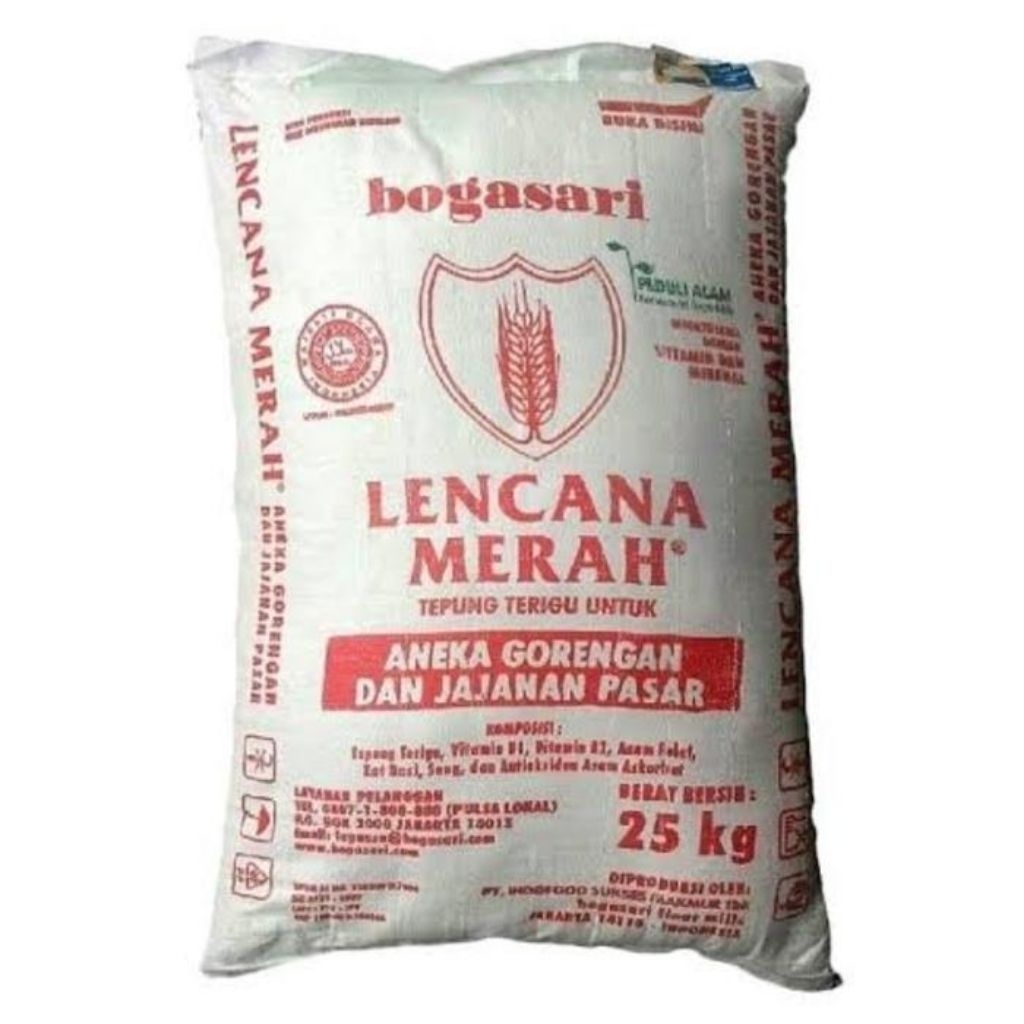 Tepung Terigu Lencana Merah 25 Kg / Lencana Merah 25 Kg Tepung Terigu Bogasari / tepung terigu lenca