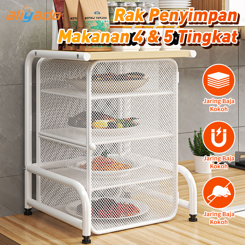 Rak Penyimpanan Makanan 4/5 Tingkat Tudung Saji Baja Kuat Anti Debu Anti Lalat - Penutup Makanan Dap