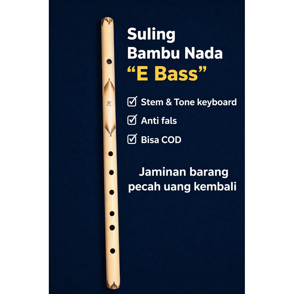 Suling Bambu Nada "E Bass" Sudah Tone keyboard. Jaminan uang kembali jika pecah
