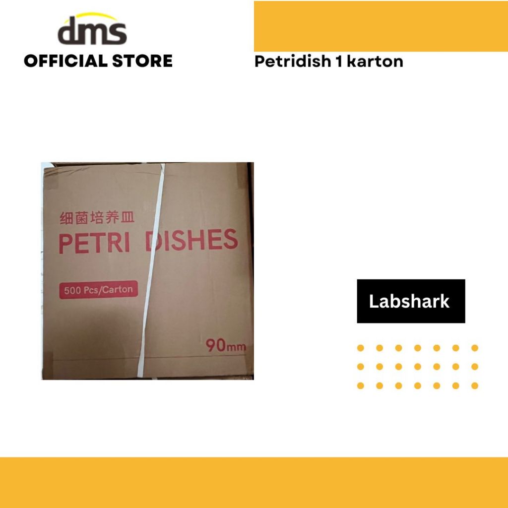 Petridish Plastik / Cawan Petri 90x15mm lab shark 1 Karton