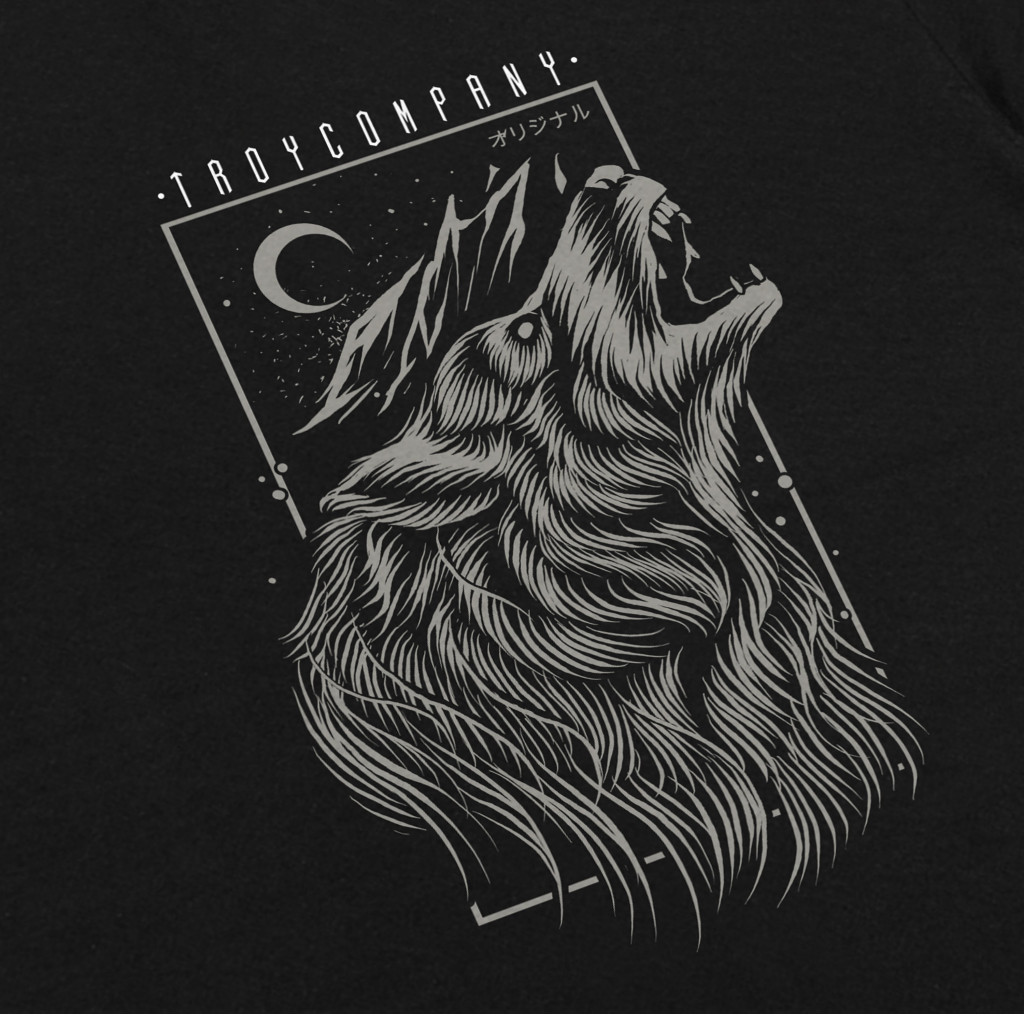 Troy Company Kaos Pria Lengan Pendek Hitam - Hill Wolf Tshirt Black MTD 3600
