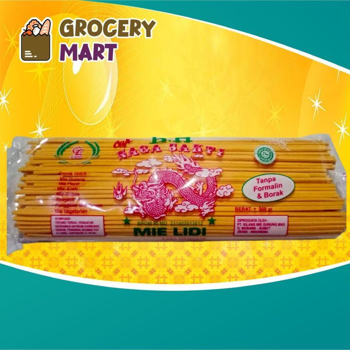 Mie Lidi Cap Naga Sakti Api 500gr / Mie Gomak Medan Sumateran Utara / Mie Kuning