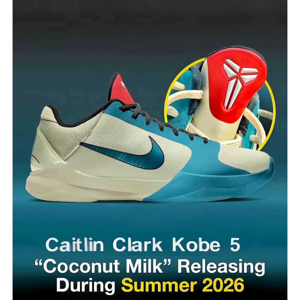 Kobe 5 Protro Caitlin Clark Warna "Coconut Milk" Bright Spruce Sepatu Basket Olahraga Bantalan Zoom 