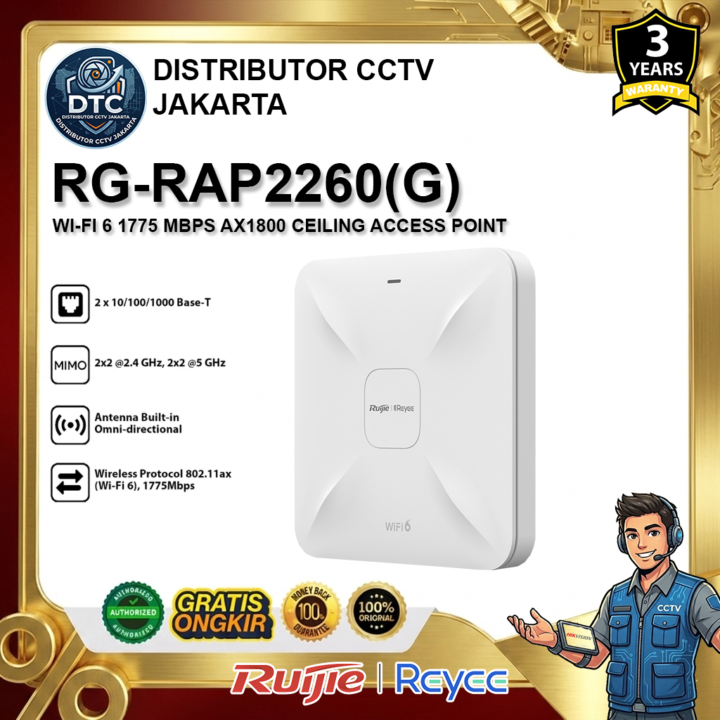 RUIJIE REYEE RG-RAP2260(G) WIFI 6 CEILING MESH ACCESS POINT
