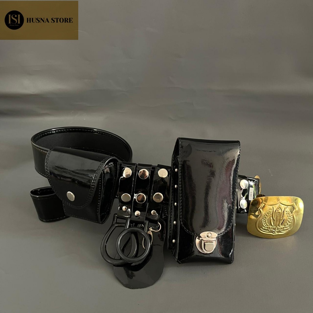 Kopel Sabuk Satpam Kulit Kilap Fullset Bangkol Sabuk Satpam / Kopel Satpam Lengkap 1 Set