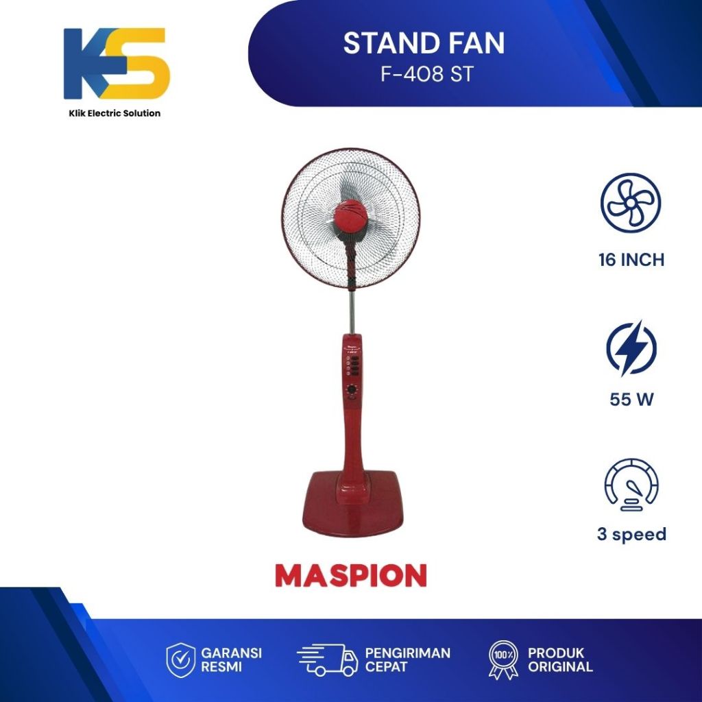 K.E.S - STAND FAN MASPION 16" F 408 ST (KIPAS ANGIN BERDIRI)