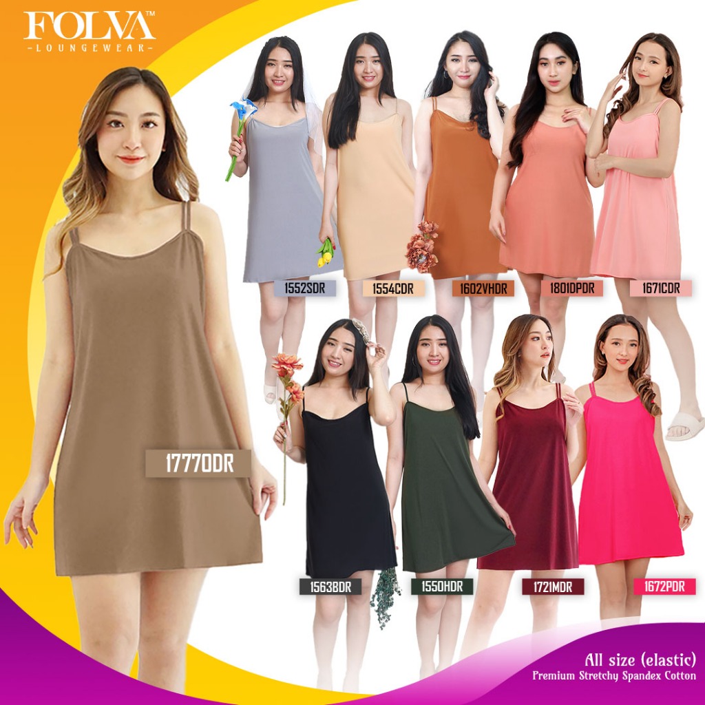FOLVA Tanktop Dress Baju Tidur Wanita Spandex melar