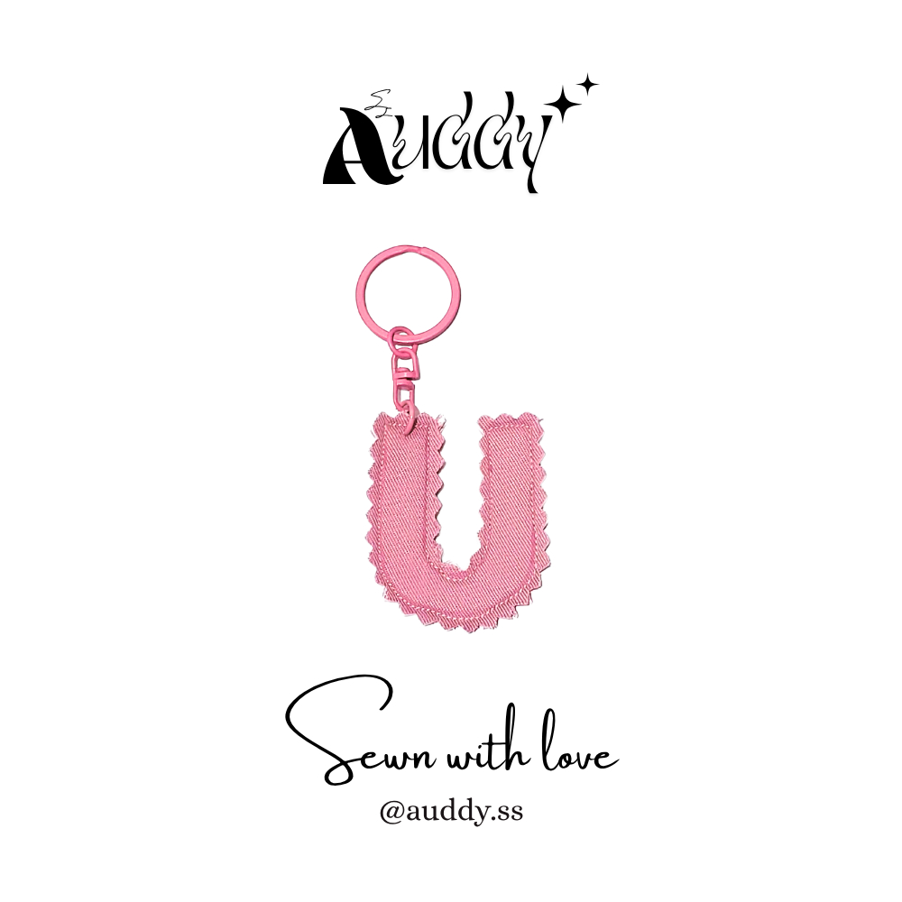Huruf U Gantungan Kunci Huruf Handmade | Aksesoris Tas Lucu | Keychain Unik Kain Perca