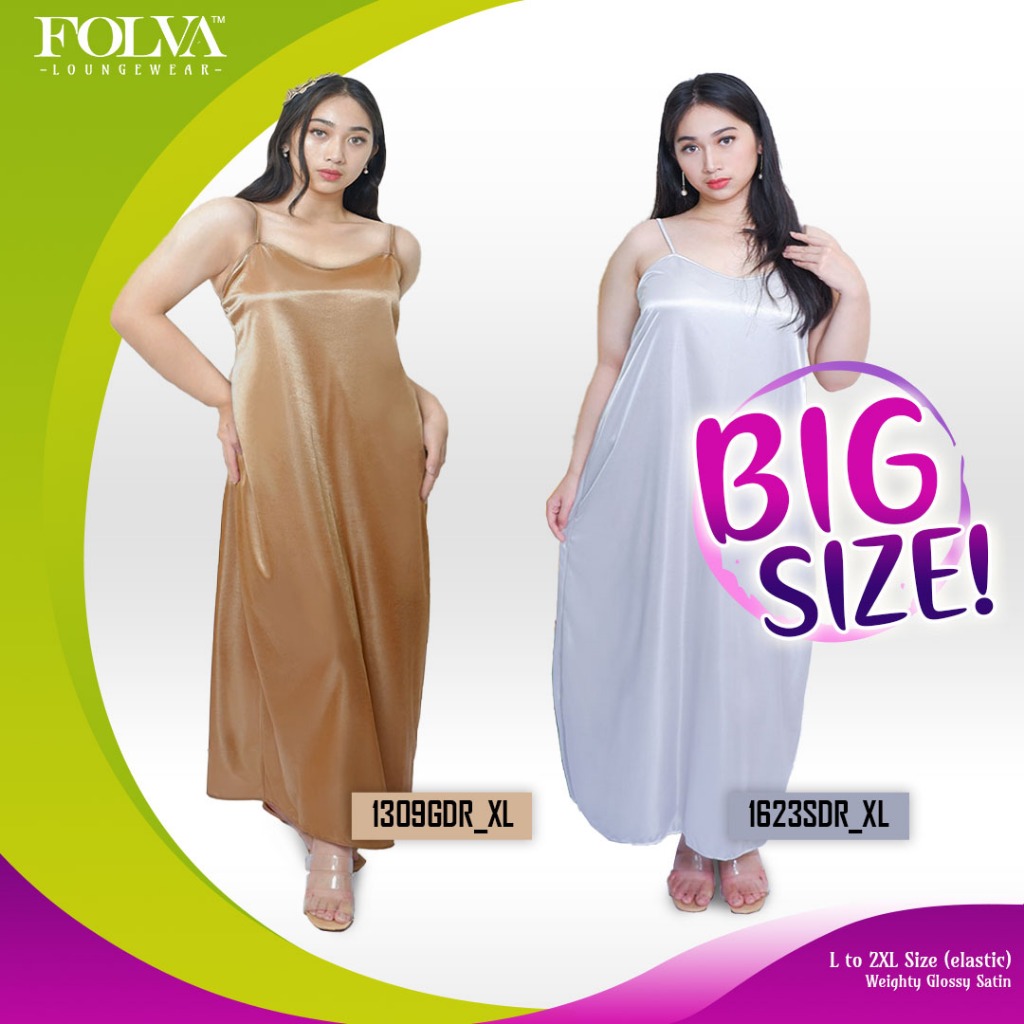 FOLVA tanktop dress panjang baju rumah satin 2XL jumbo