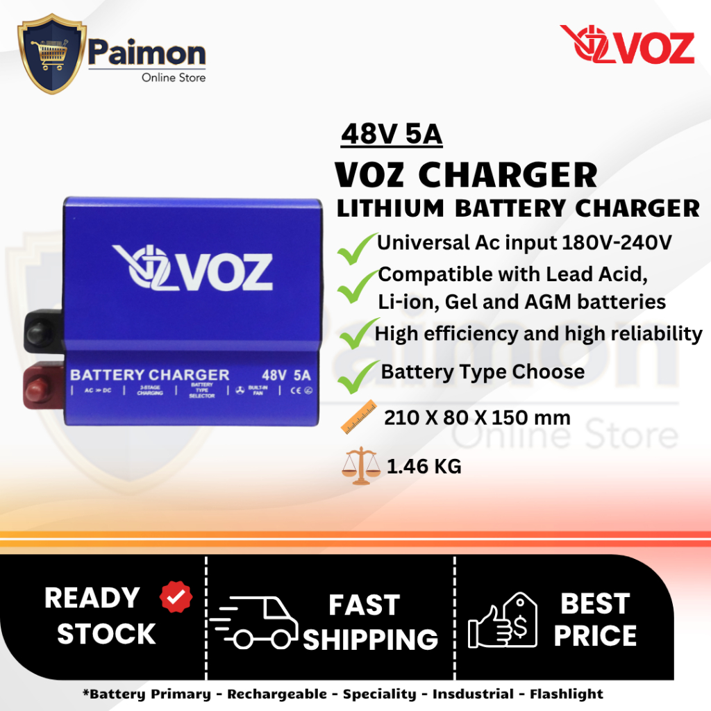 CHARGER VOZ LITHIUM BATTERY 48V 5A | LITHIUM BATTERY CHARGER 48V 5A