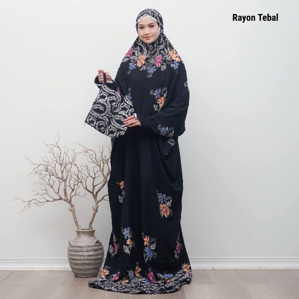 Mukena Terusan Batik Cap Irengan Rayon Premium Tebal Mukena Dewasa Jumbo Allsize
