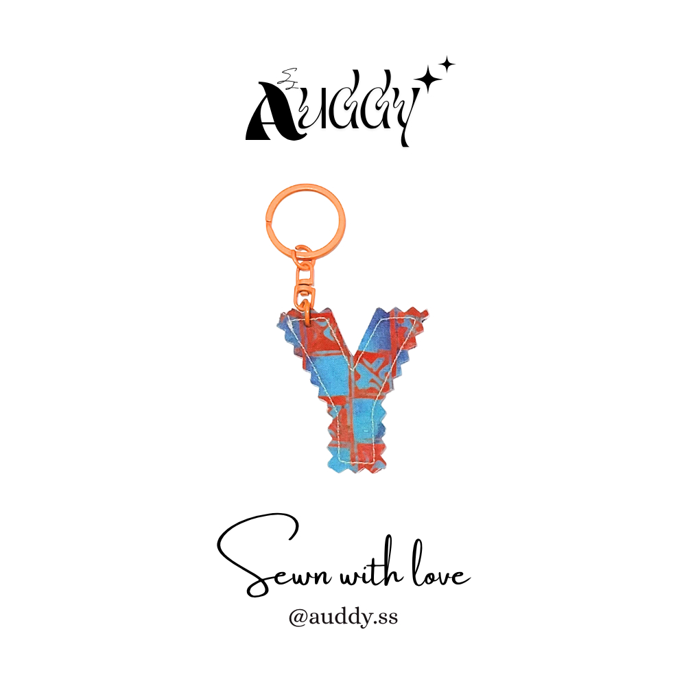 Huruf Y Gantungan Kunci Huruf Handmade | Aksesoris Tas Lucu | Keychain Unik Kain Perca