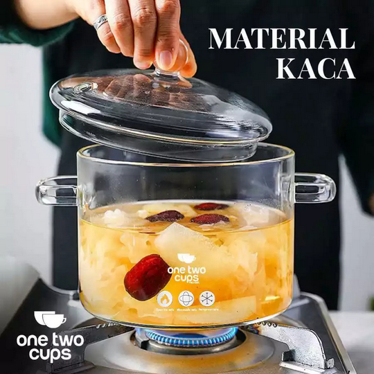 Panci Kaca Borosilikat Tahan Panas Api Tutup Kaca Transparan Kompor Gas dan Listrik