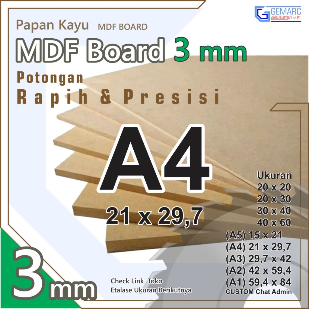 Mdf A4 - Mdf 3mm Ukuran A4