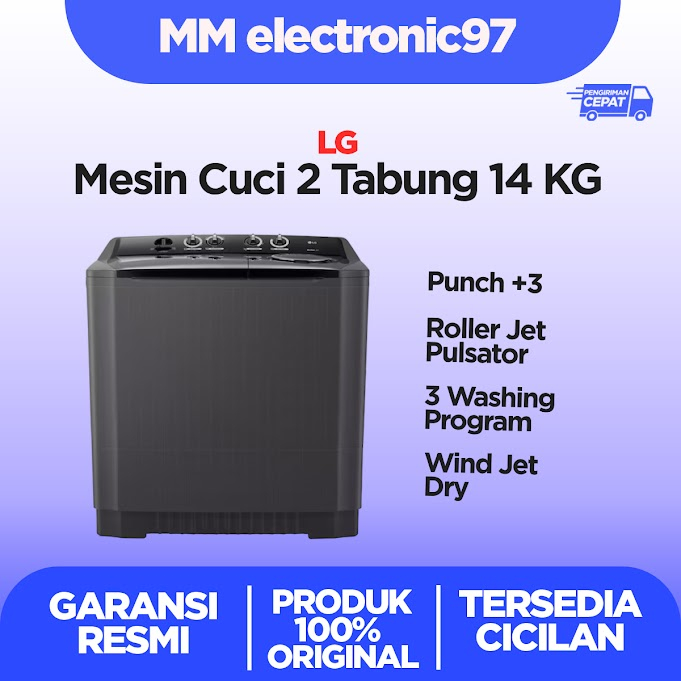Mesin Cuci LG 2 Tabung 14 kg P1400RTM P-1400RTM