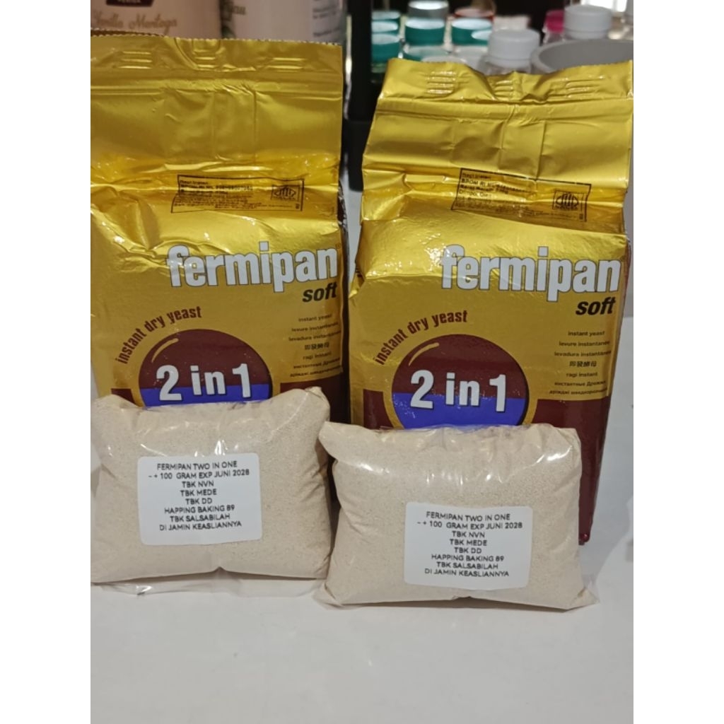 FERMIPAN TWO IN ONE /FERMIPAN 2 IN 1 INSTAN PLUS BREAD IMPROVER 80 GRAM DIJAMIN KEASLIANNYA HALAL EX
