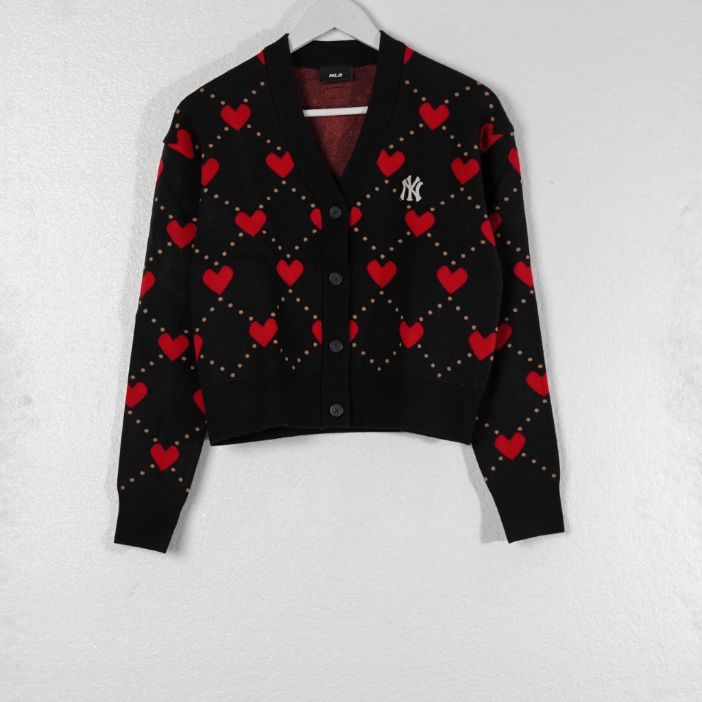 PRELOVED Cardigan MLB HEART CARDIGAN BLACK 100% ORIGINAL