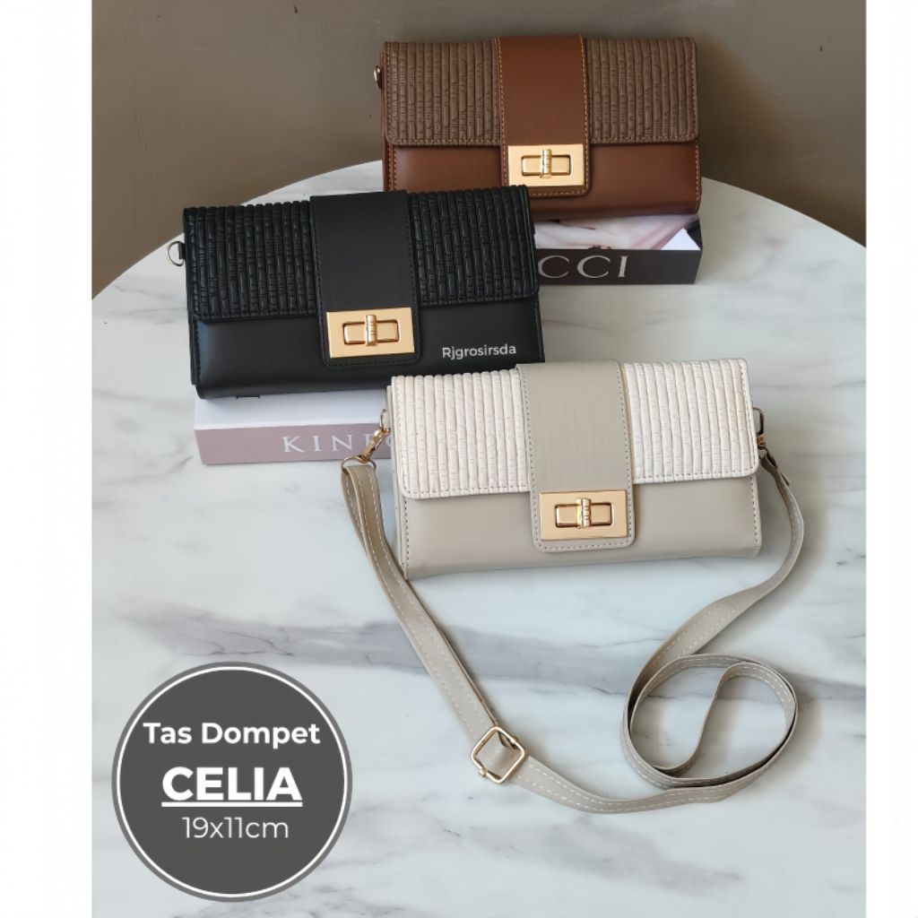 Dompet Selempang Wanita CELIA Muat Hp | Dompet Panjang | Dompet kunci putar | Dompet Hp | Dompet Cel