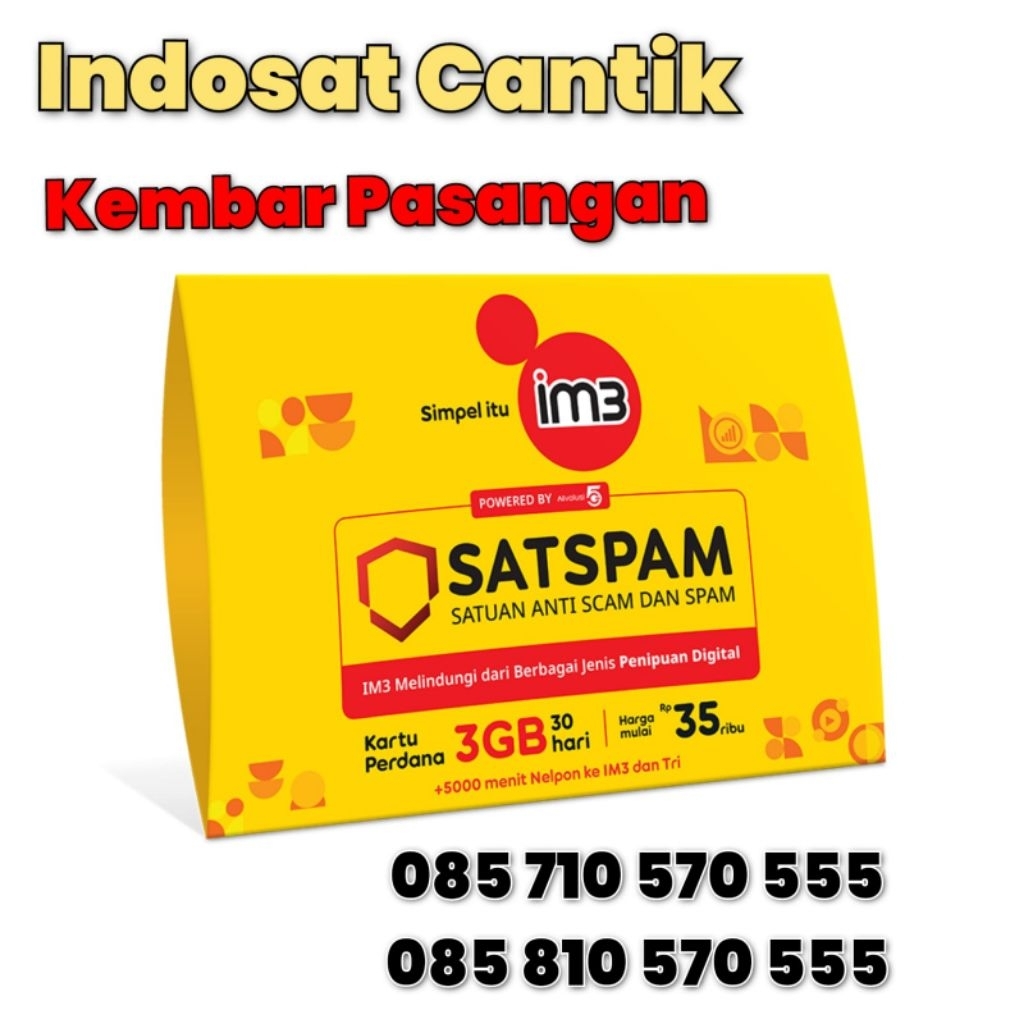 Nomor Cantik Indosat Ooredoo ekor tripel kembar pasangan rapih cocok untuk ponsel dan tablet