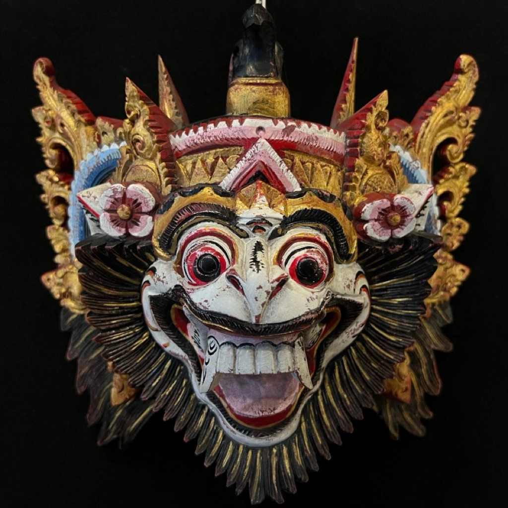 Dekorasi dinding ukiran bali topeng kayu hanoman bali anoman antik