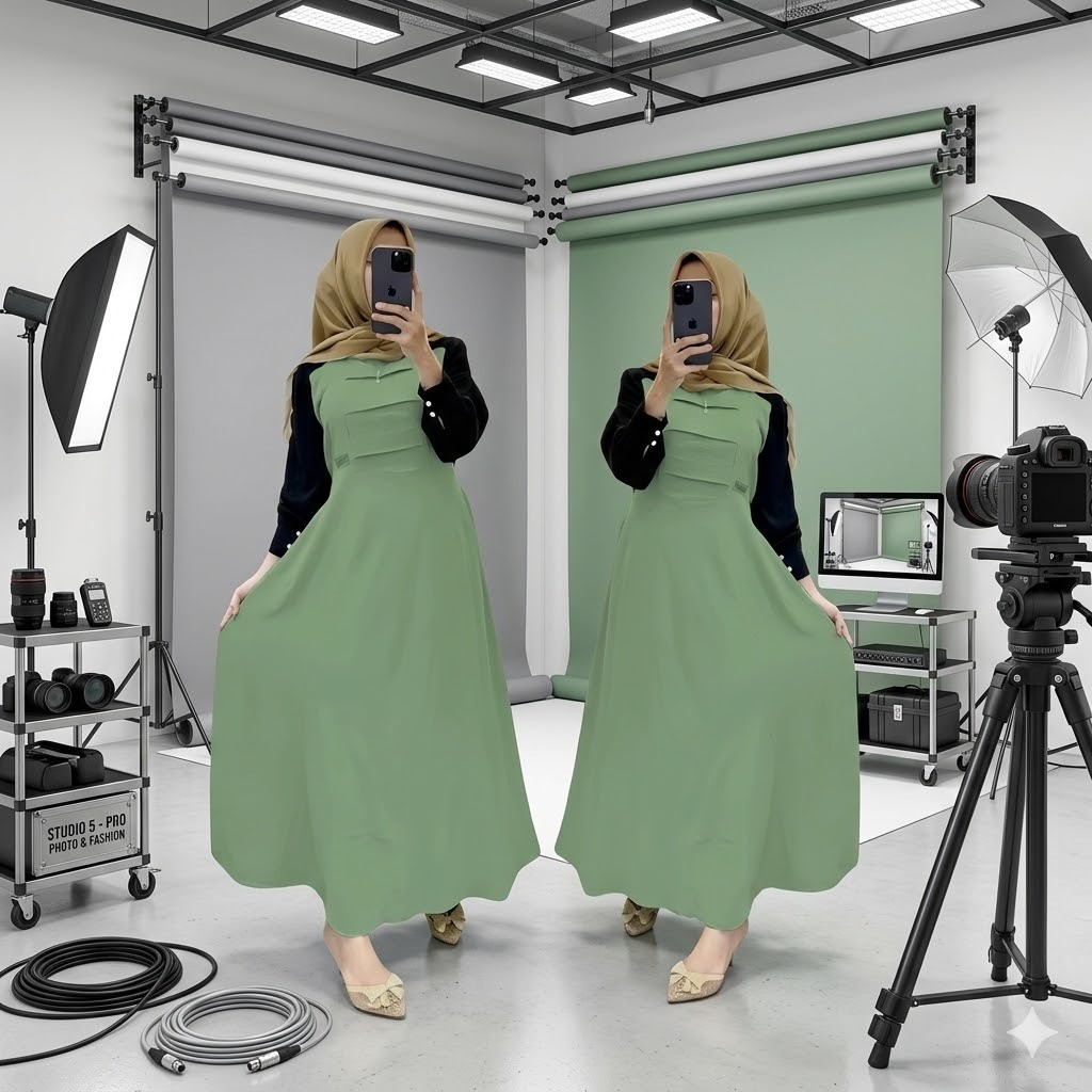 GAMISTERBARU 2026 ADERA DRESS CRINKLE AIRFLOW KOMBINASI FASHION MUSLIM DRESS SIZE -M-L-XL-JUMBO