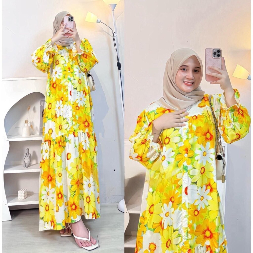 LEYAVA GAMIS Rayon premium Gamis busui kancing depan