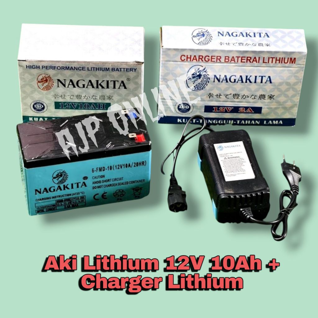 Baterai Lithium Sprayer Elektrik 12V 10ah Tanikita NAGAKITA Original Aki lithium 12V 10ah Asli Charg