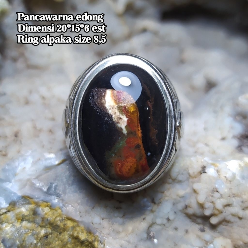 (TERMURAH) Cincin Batu Akik Pancawarna Garut Edong