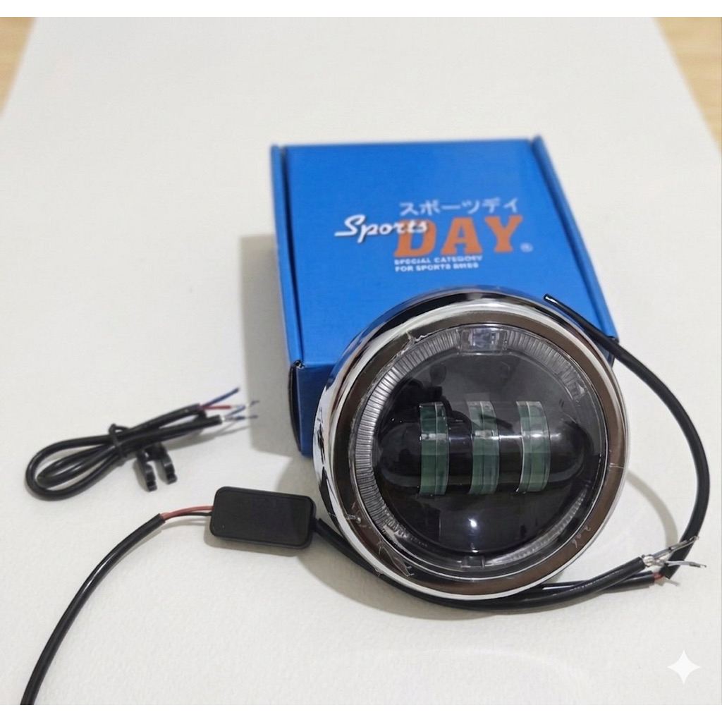 Lampu Depan C70 DAY Headlamp Honda C 70 Angel Eye 4.5 Inch ORIGINAL Ring Putih Klasik Modifikasi LED