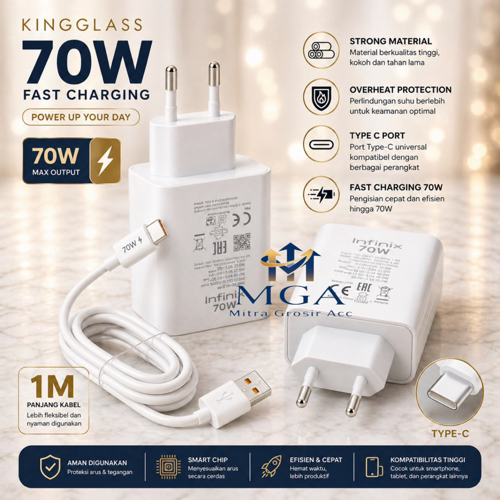 MGA - Charger 70W Type C Copotan Infinix Note 40 Pro All Around Super Fast Charging U700XEA