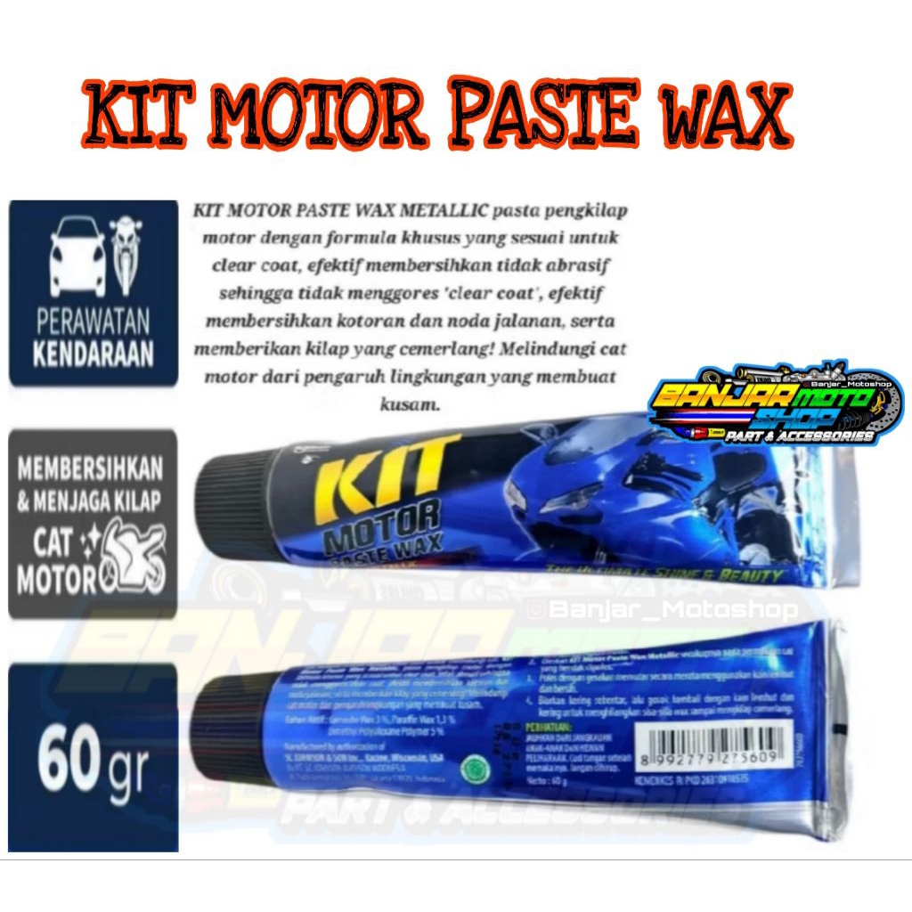 KIT MOTOR PASTE WAX 60gr / KIT PENGKILAP BODY MOTOR DAN MOBIL / KIT BODY