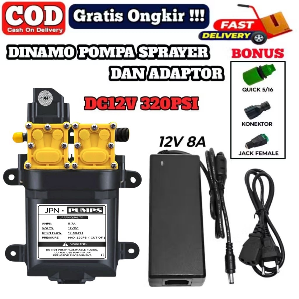 DINAMO POMPA DC 12V 320 PSI 10 LPM / POMPA AIR DC 12V HIGH PRESSURE / DINAMO POMPA AIR DC 12V DAN AD