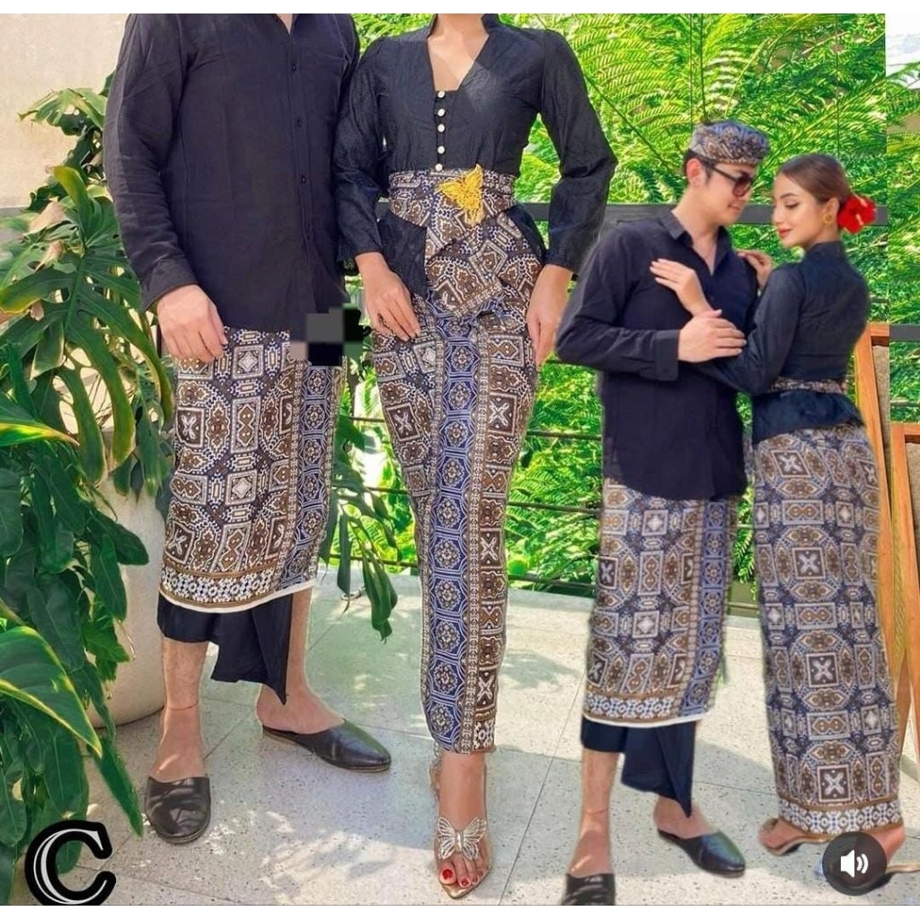 Setelan couple Batik Kamen Saput Batik Bali Indigo