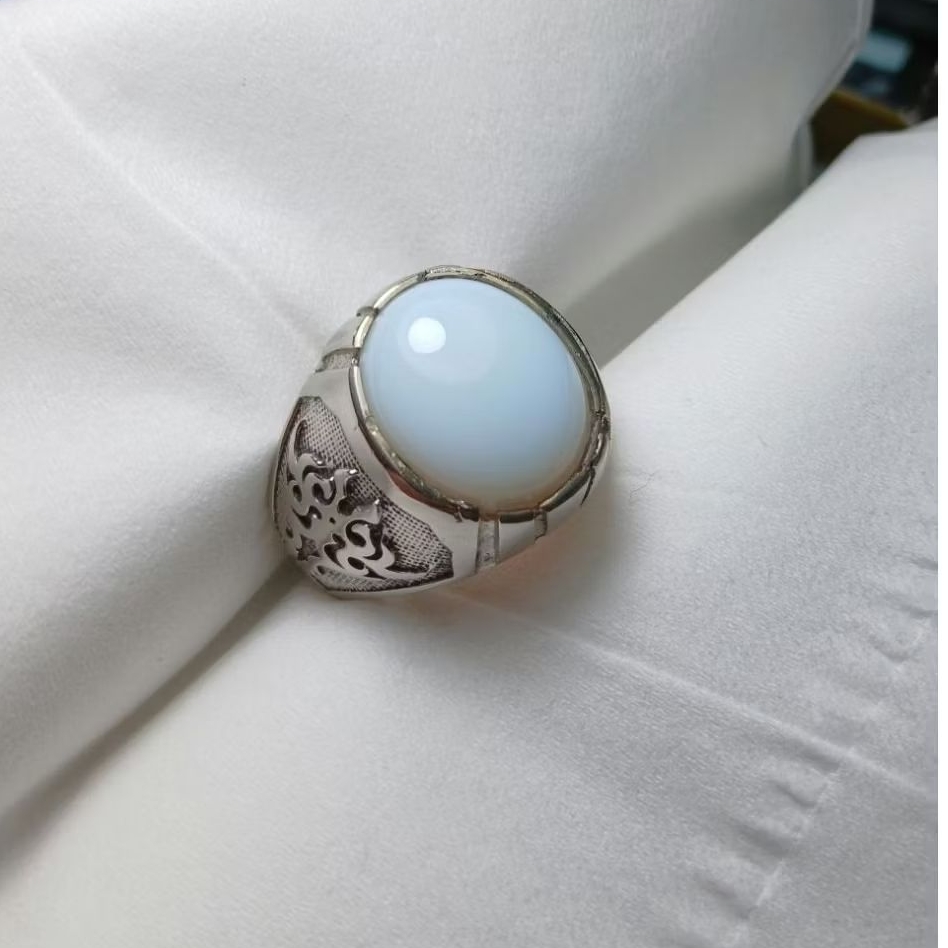 Cincin batu akik yaman abyad kantoran natural
