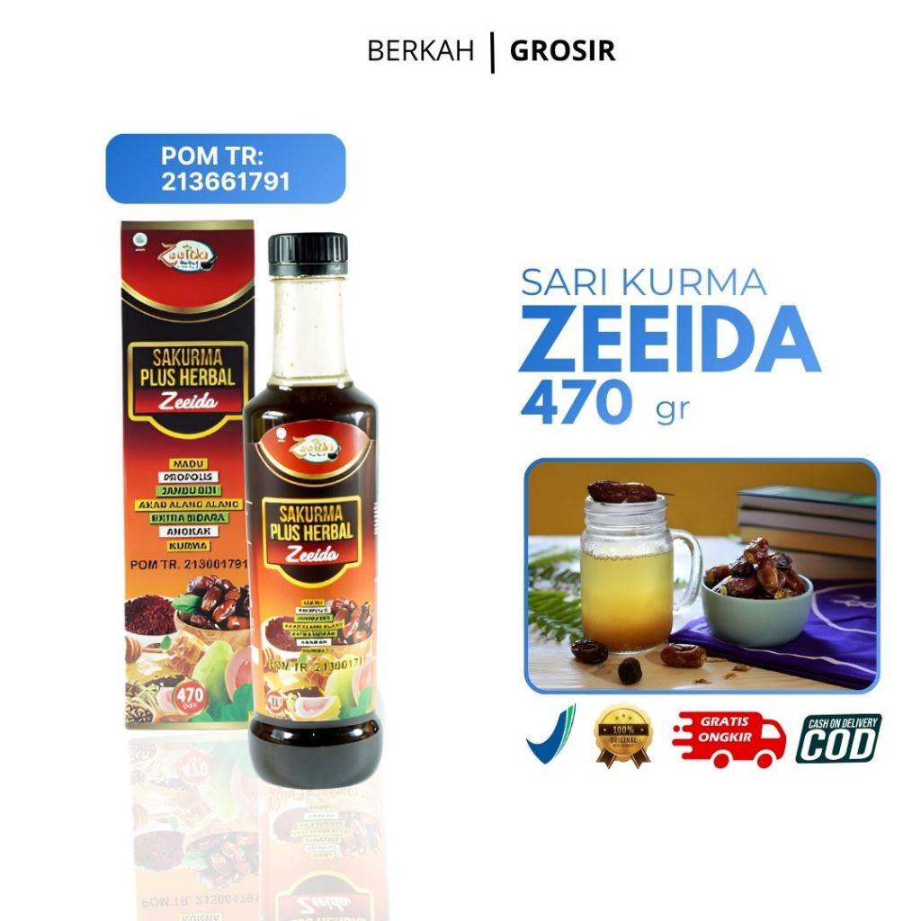 Zeeida Sari Kurma Angkak herbal BPOM madu propolis 470 gram