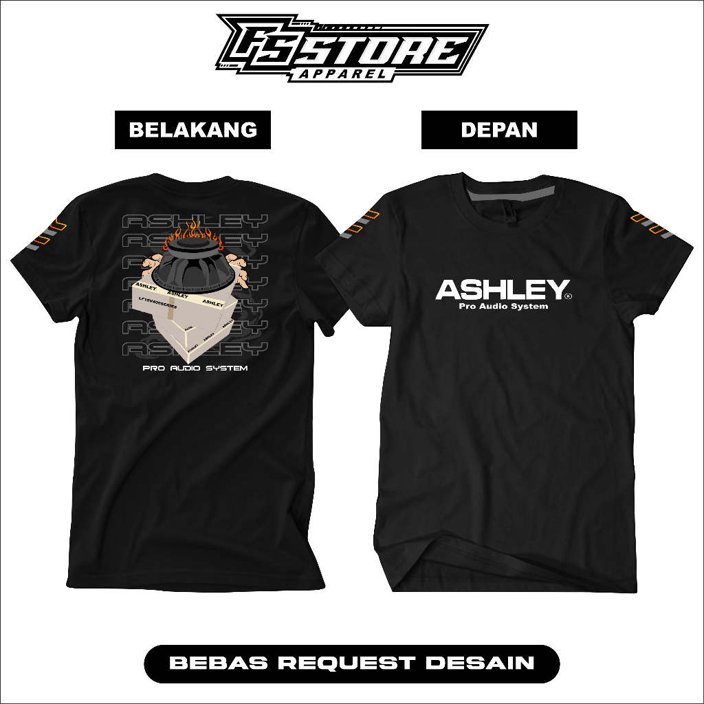 Kaos T-shirt ASHLEY Pro Audio System Sound Horeg Sound System Katun Combed Hitam Merah Biru Navy Put