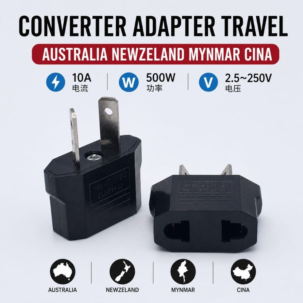 Colokan listrik untuk Negara New Zealand, Australia, China Myanmar Argentina colokan kaki 2 pins - t