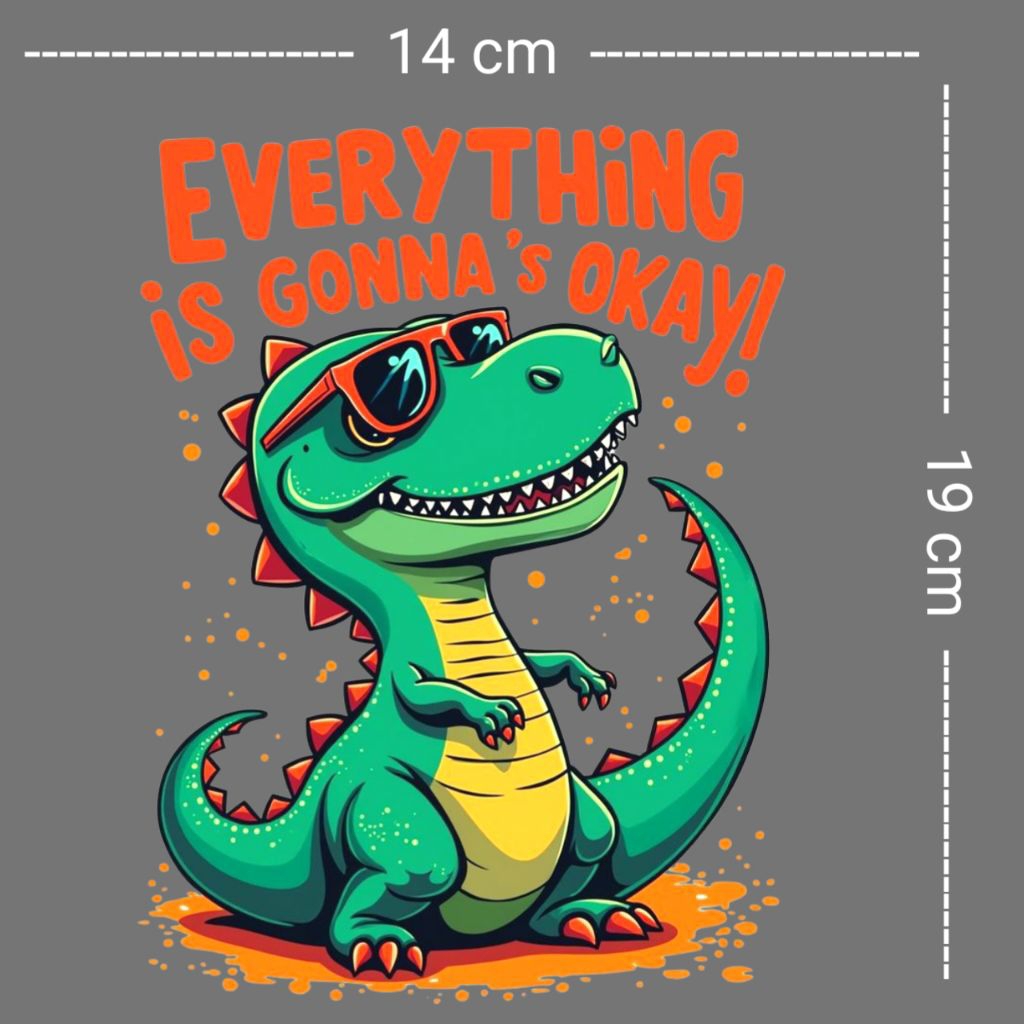 Stiker Sablon Setrika DTF Tema Dinosaurus Untuk Kaos Anak| Sablon Stiker Setrika UV DTF Design Keren