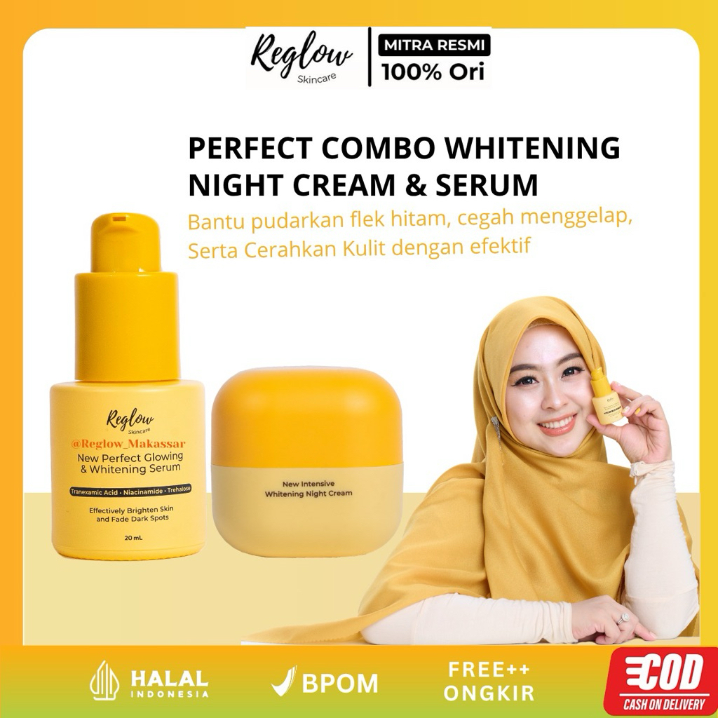 Reglow Whitening Serum + Night Cream Ampuh Menghilangkan Jerawat