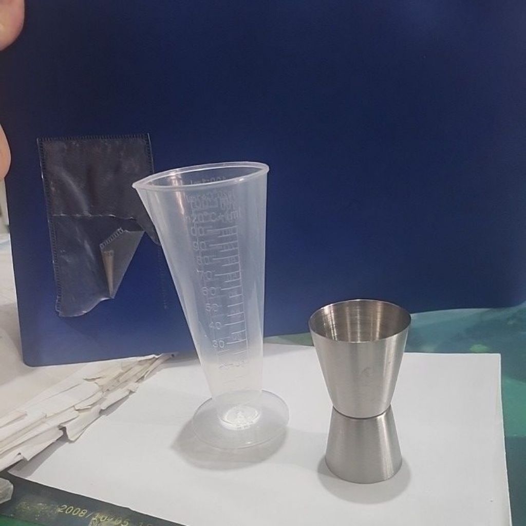 gelas takar 100ml plastik jigger 25/50ml stainless suwon 0990J