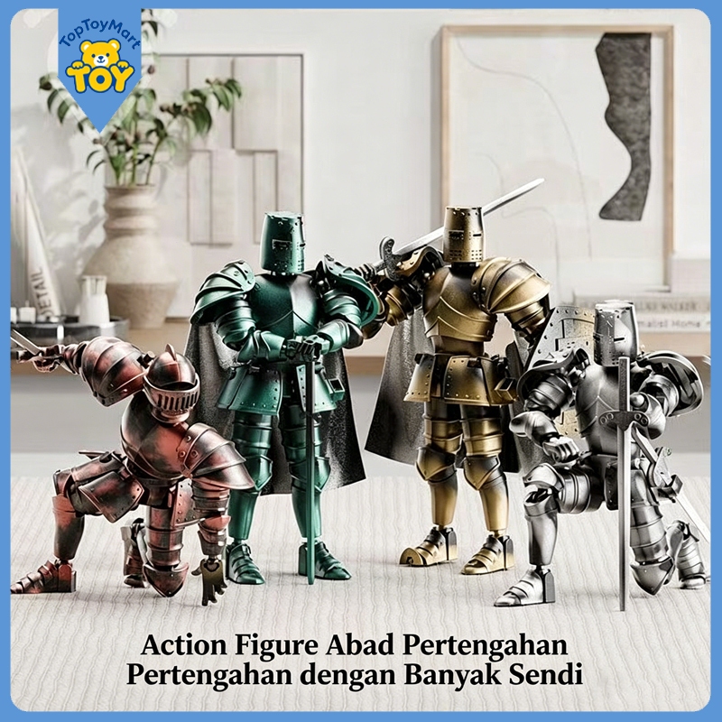 TopToyMart Action Figure Ksatria Abad Pertengahan - Armor Detail / Sendi Gerak 360° / Mainan Koleksi