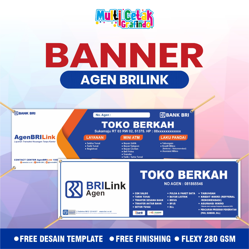Banner / Spanduk Agen BRILink Custom Nama Toko