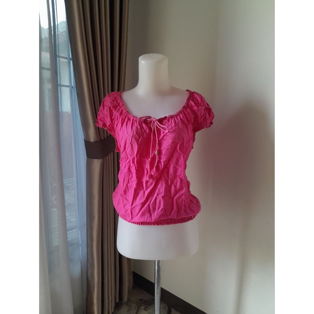 Fuchsia Babydoll Blouse, Blouse Fuchsia