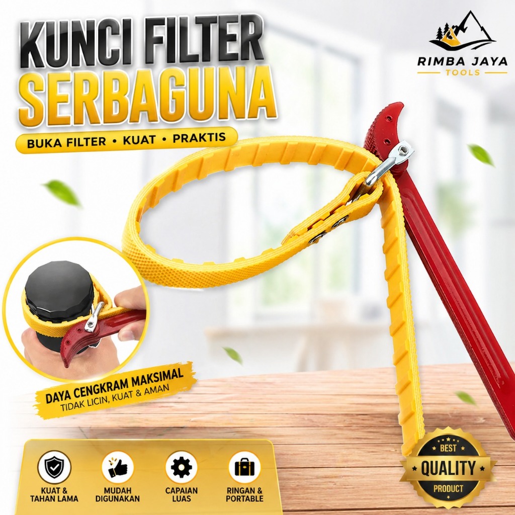 Oil Filter Wrench 9 Inch – Kunci Filter Oli Mobil & Solar Sabuk Kulit