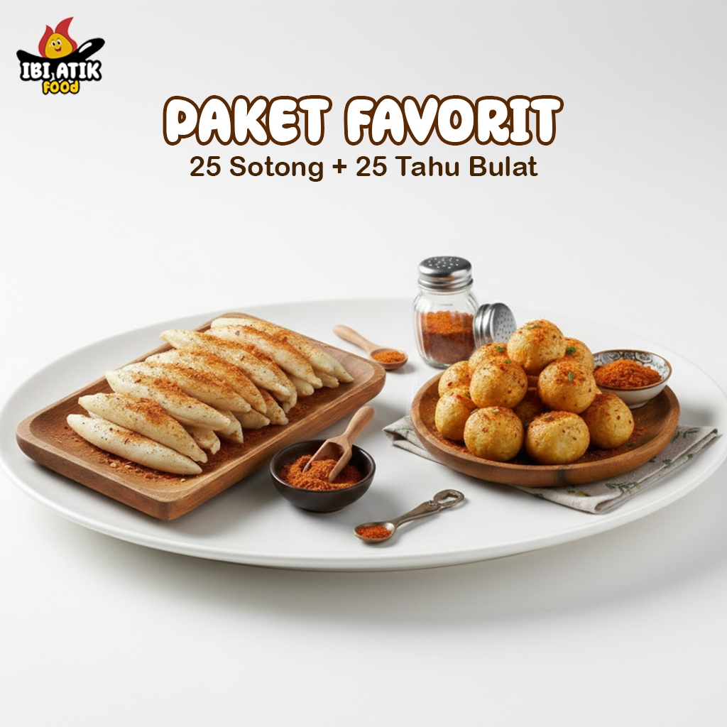 FAVORIT Tahu bulat 25pcs + Sotong Chrispy 25pcs mentah Frozen siap goreng gurih