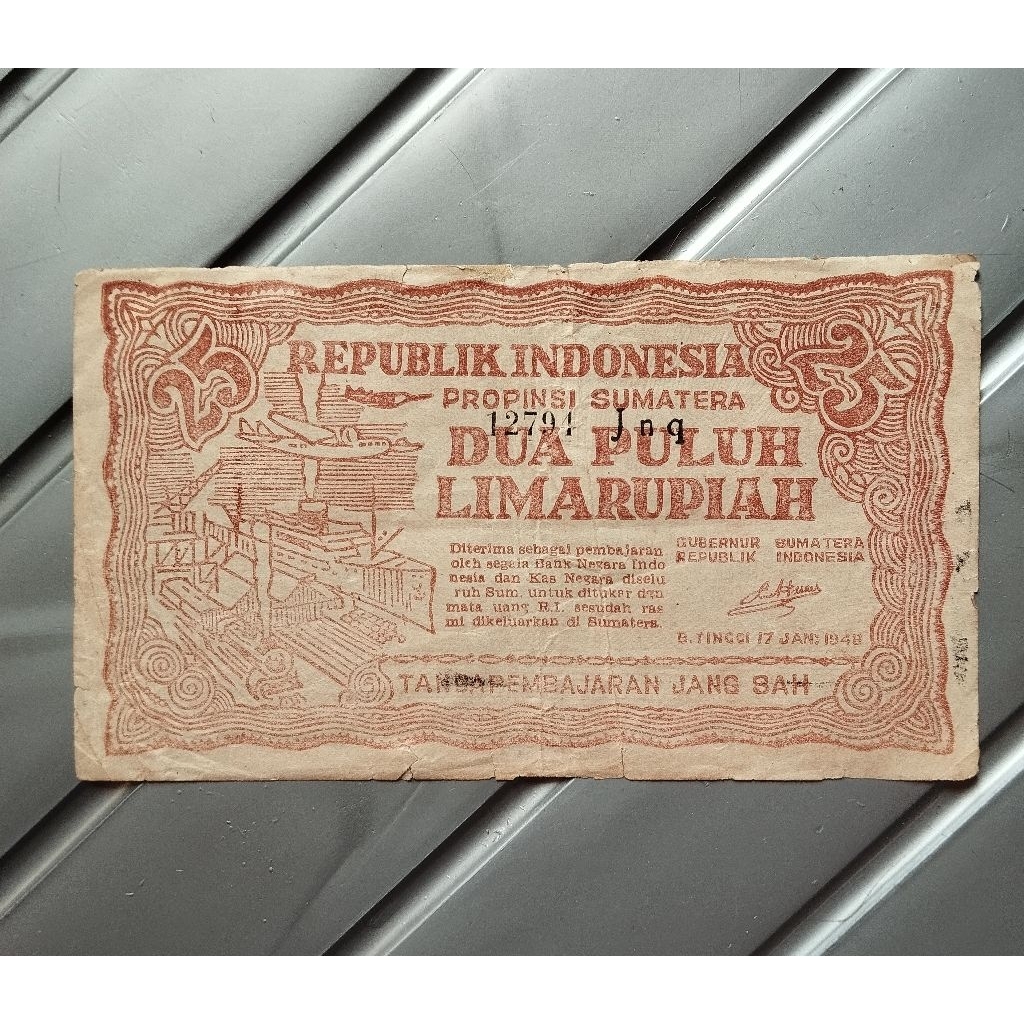 2,5 rupiah ORIDA uang darurat Bukit tinggi Sumatera Utara thn 1948 utuh original