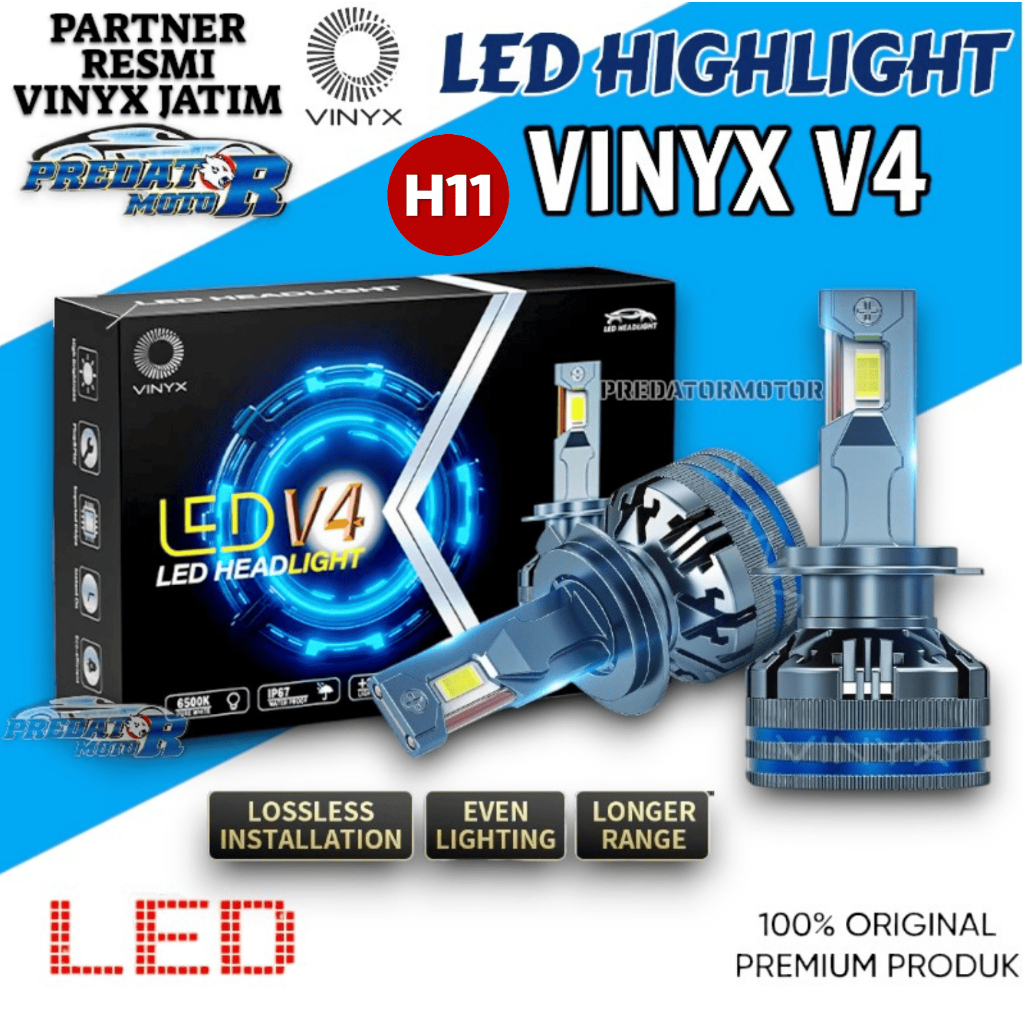 Lampu Utama Mobil LED Vinyx V4 CSP 45 Watt 45W 45 W H1 H3 H4 H7 H11 HB3 HB4 Canbus Motor
