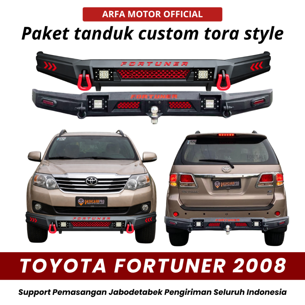 PAKET TANDUK DEPAN TOWING BELAKANG FORTUNER 2008 CUSTOM TORA PENGAMAN PELINDUNG BEMPER ANTI KARAT
