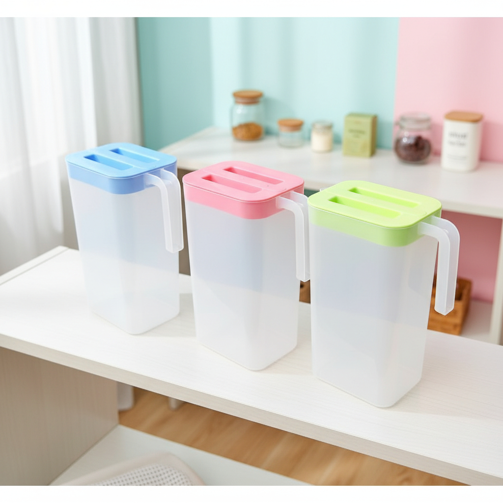 Eskan Teko Plastik 1,4 Liter - Wadah Air Warna Pastel Serbaguna Desain Minimalis