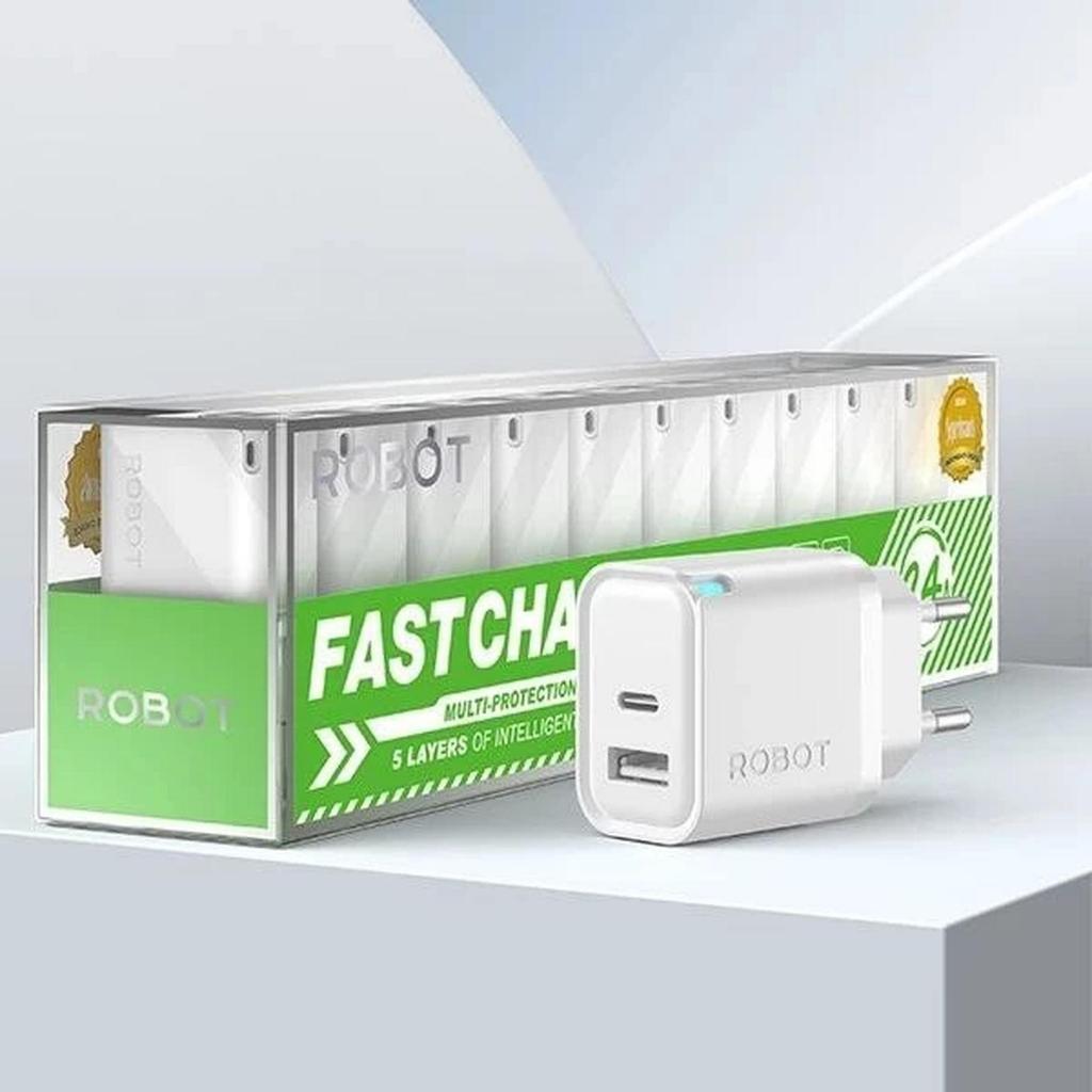 ADAPTOR CAS Robot RT-K8 PLUS S 2.4A Dual Output USB-A USB-C Charger